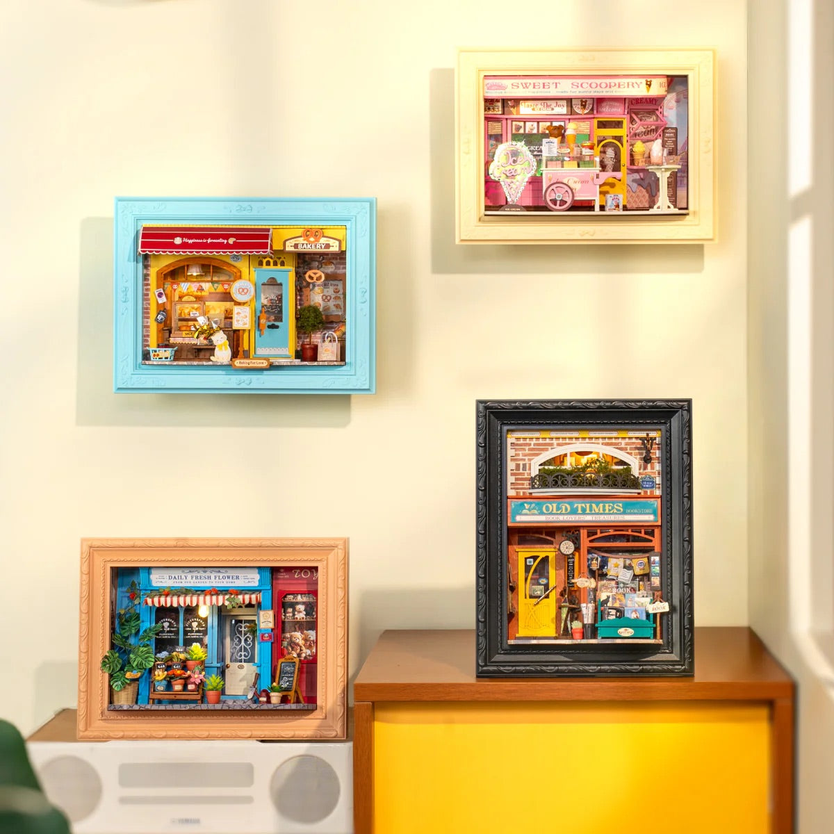 Old Times Bookstore Framed Miniature Diorama