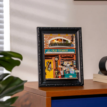Old Times Bookstore Framed Miniature Diorama