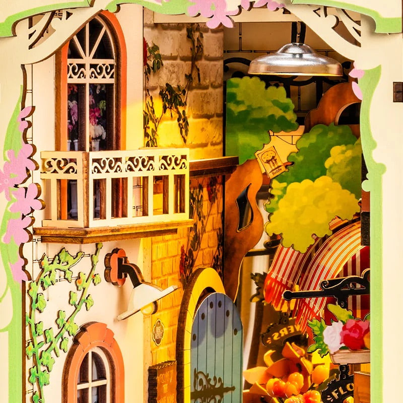 Floral Corner Book Nook Miniature DIY Kit | Hobbynella