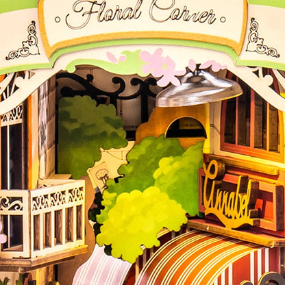 Floral Corner Book Nook Miniature DIY Kit | Hobbynella