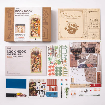 Floral Corner Book Nook Miniature DIY Kit | Hobbynella