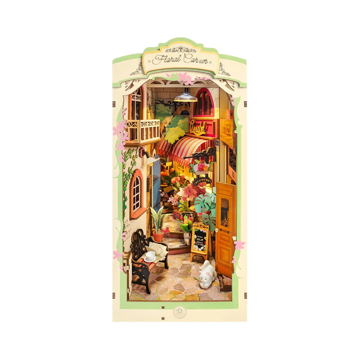 Floral Corner Book Nook Miniature DIY Kit | Hobbynella