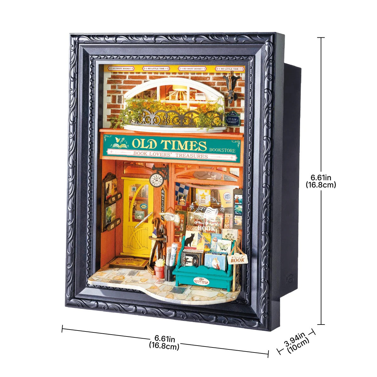 Old Times Bookstore Framed Miniature Diorama
