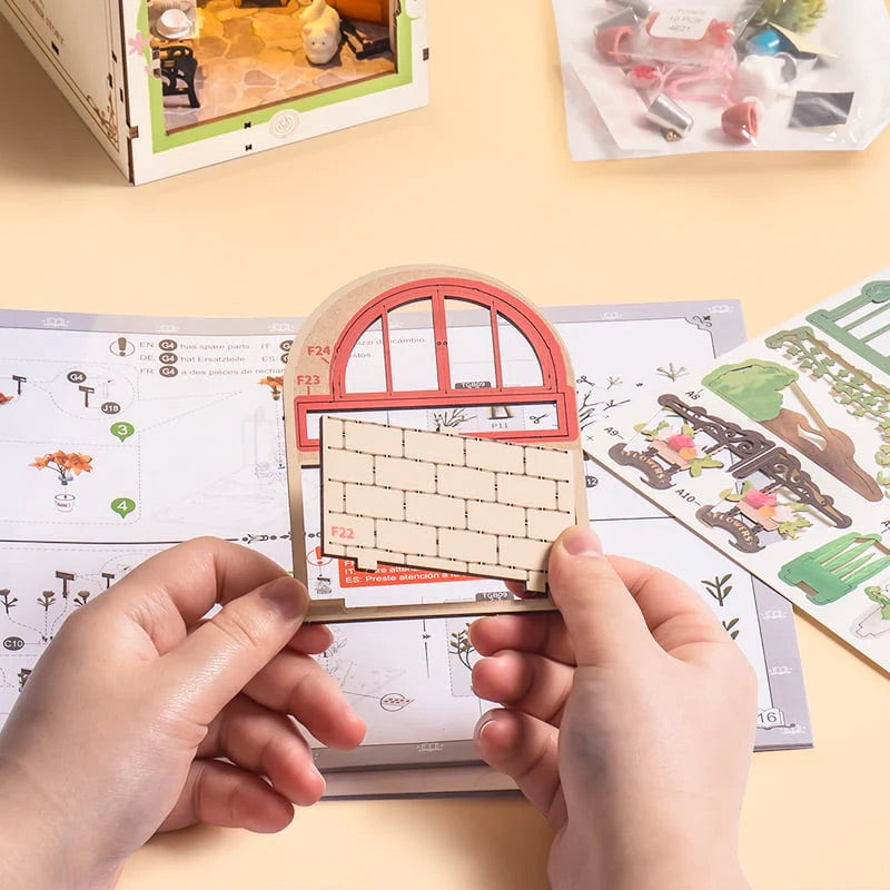 Floral Corner Book Nook Miniature DIY Kit | Hobbynella