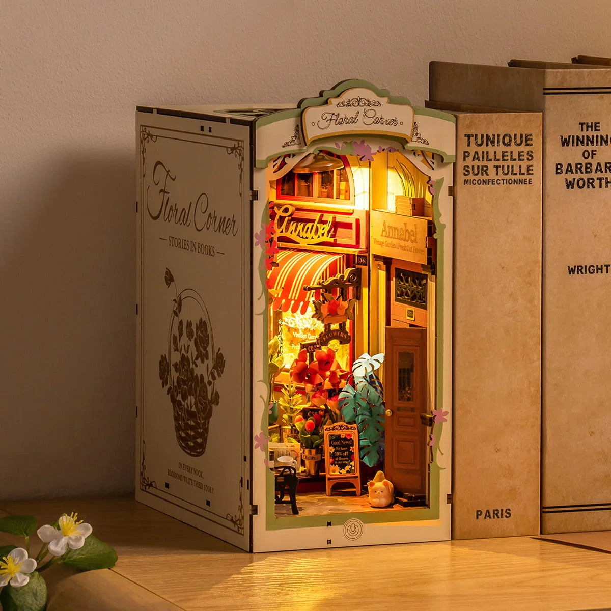 Floral Corner Book Nook Miniature DIY Kit | Hobbynella