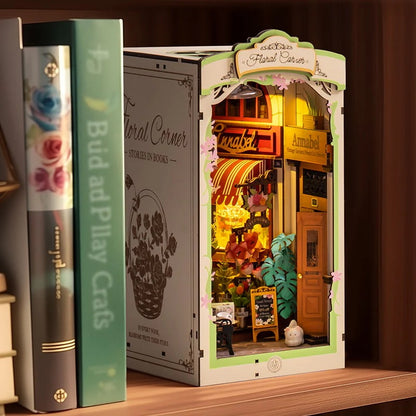 Floral Corner Book Nook Miniature DIY Kit | Hobbynella