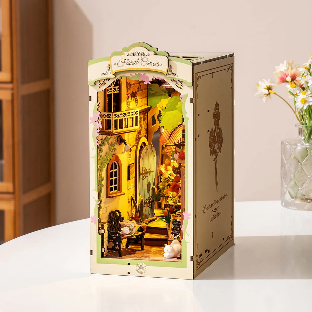 Floral Corner Book Nook Miniature DIY Kit | Hobbynella