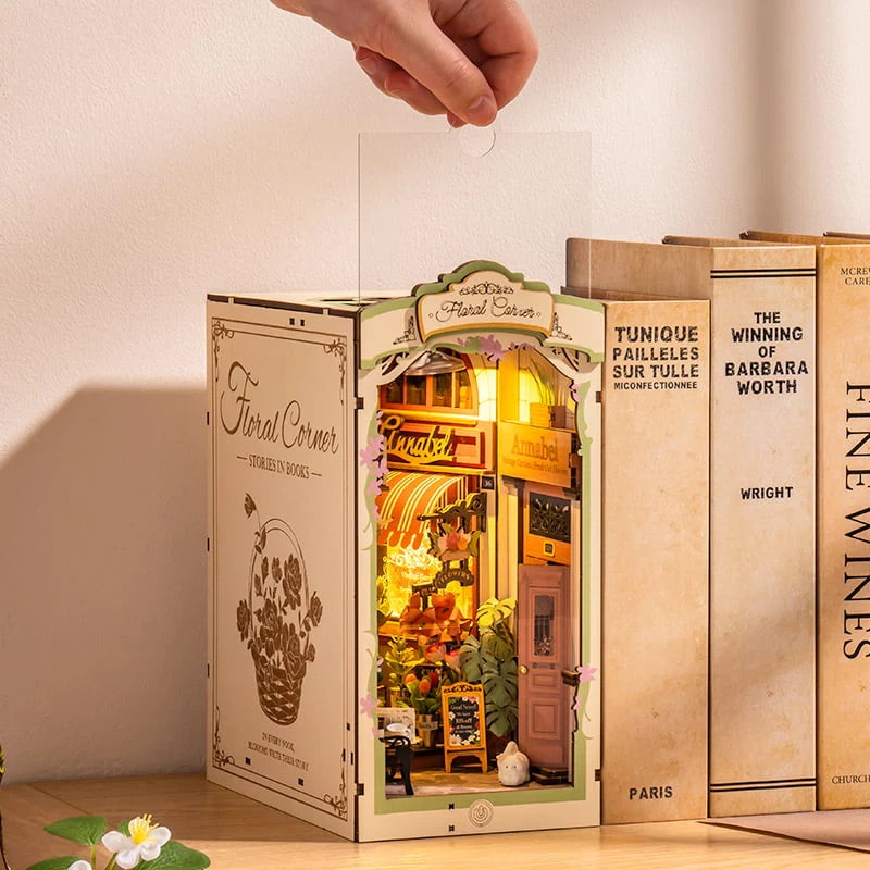 Floral Corner Book Nook Miniature DIY Kit | Hobbynella
