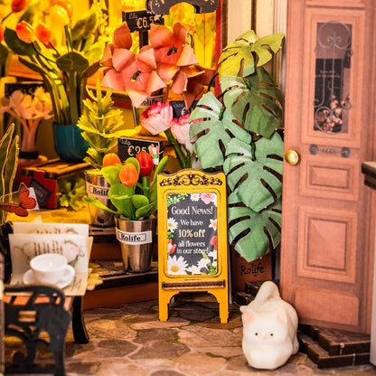 Floral Corner Book Nook Miniature DIY Kit | Hobbynella