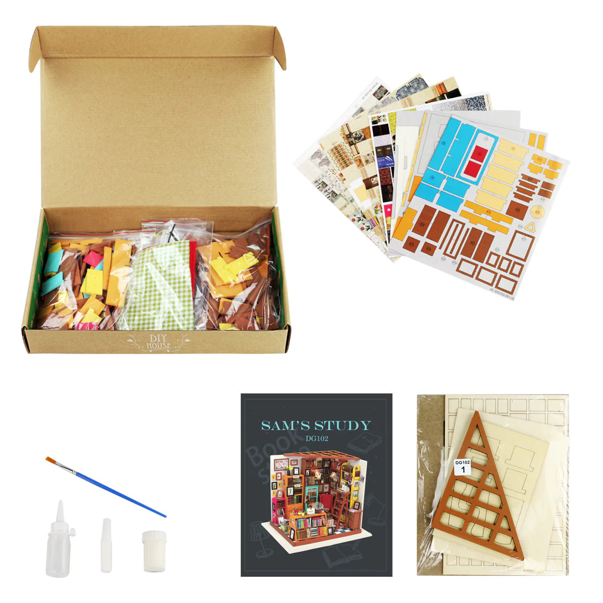 Sam's Study Miniature DIY Kit | Hobbynella